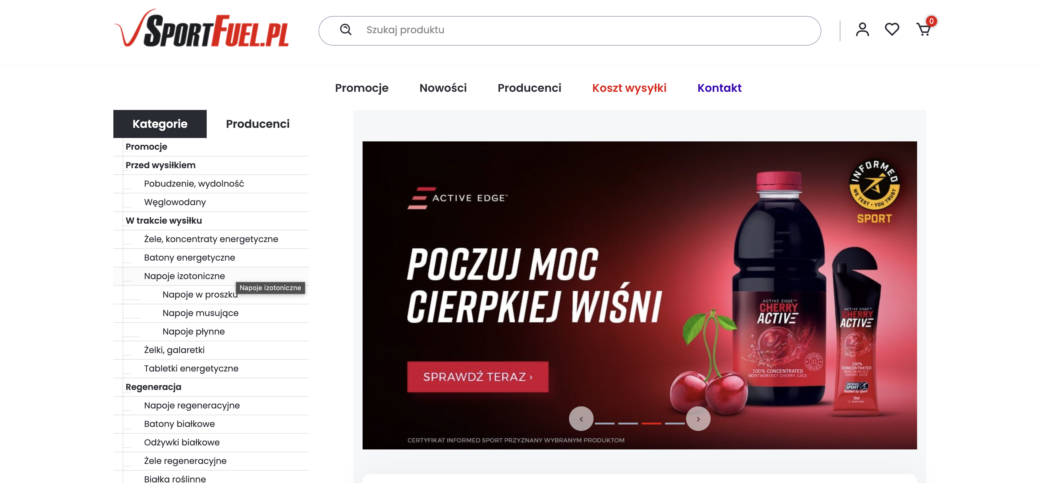 Sportfuel.pl - widok sklepu
